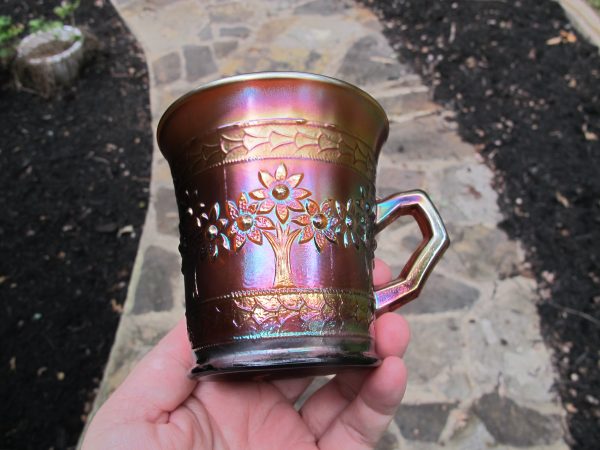 Antique Fenton Amethyst Orange Tree Carnival Glass Mug