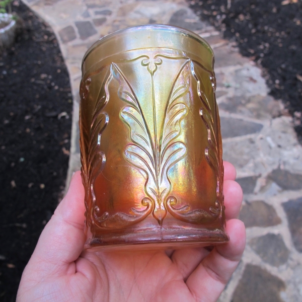 Antique Dugan Marigold Quill Carnival Glass Tumbler