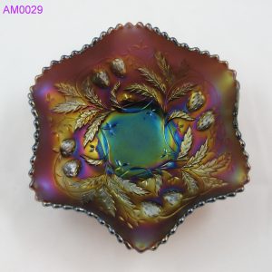 Antique Northwood Amethyst Wild Strawberry Carnival Glass Berry Bowl