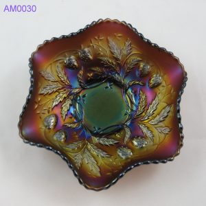 Antique Northwood Amethyst Wild Strawberry Carnival Glass Berry Bowl