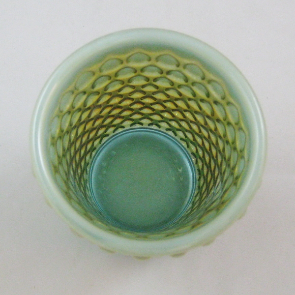 Fenton for Levay Aqua Opal #3908 BO Hobnail Carnival Glass Tumbler