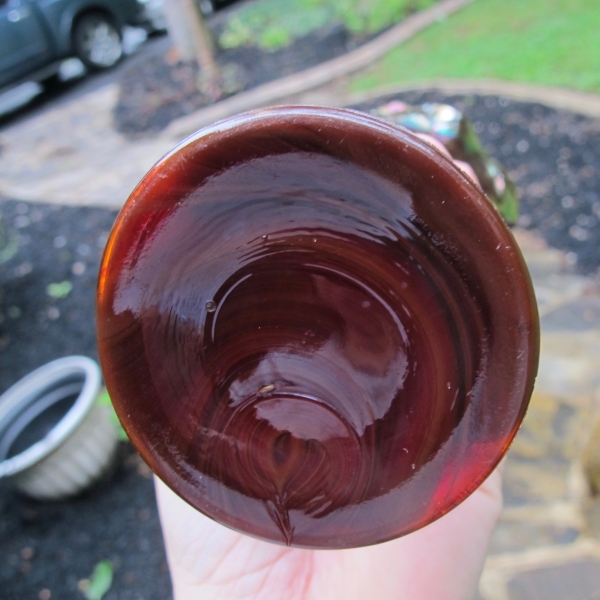 Antique Fenton Red Slag Butterfly & Berry Carnival Glass Vase