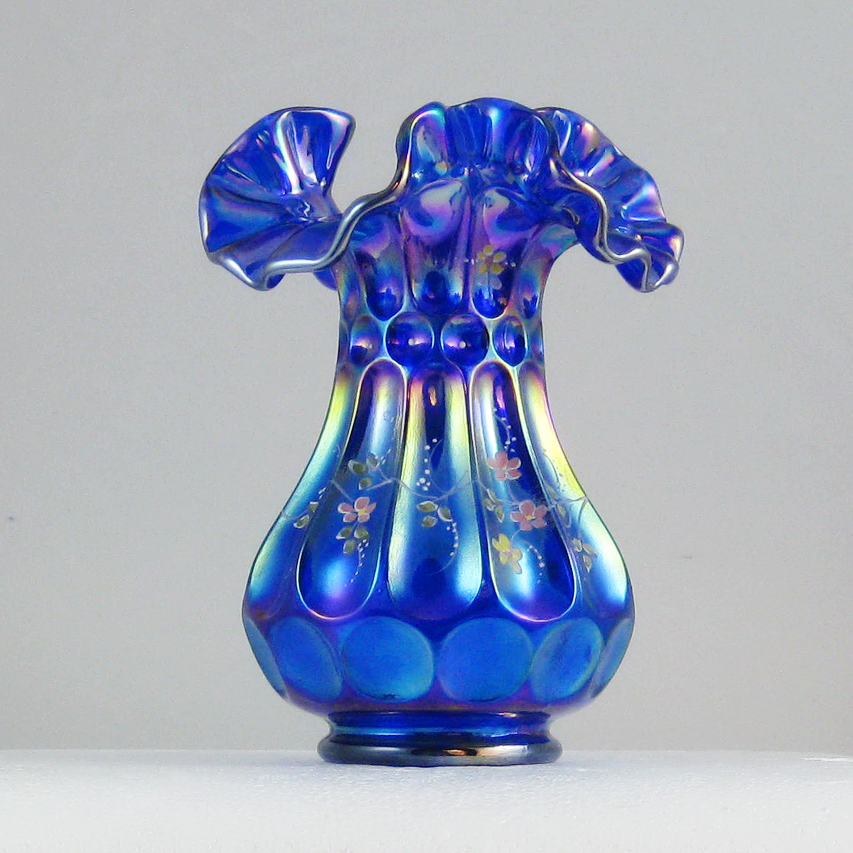 Fenton blue carnival glass