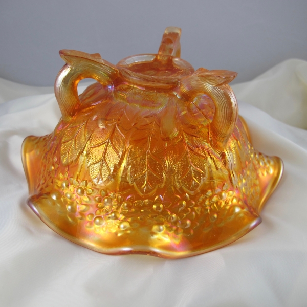 Fenton Marigold Lions Fenton’s Flowers Carnival Glass Ruffled Bowl