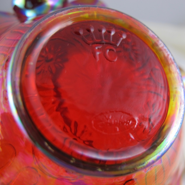 Fenton Red Dragon & Lotus Carnival Glass Mini-Basket