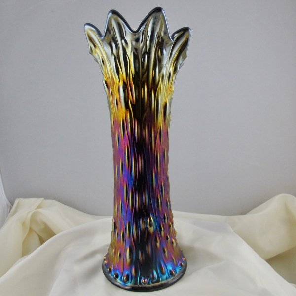 Antique Northwood Amethyst Mid-size Tree Trunk Carnival Glass Vase