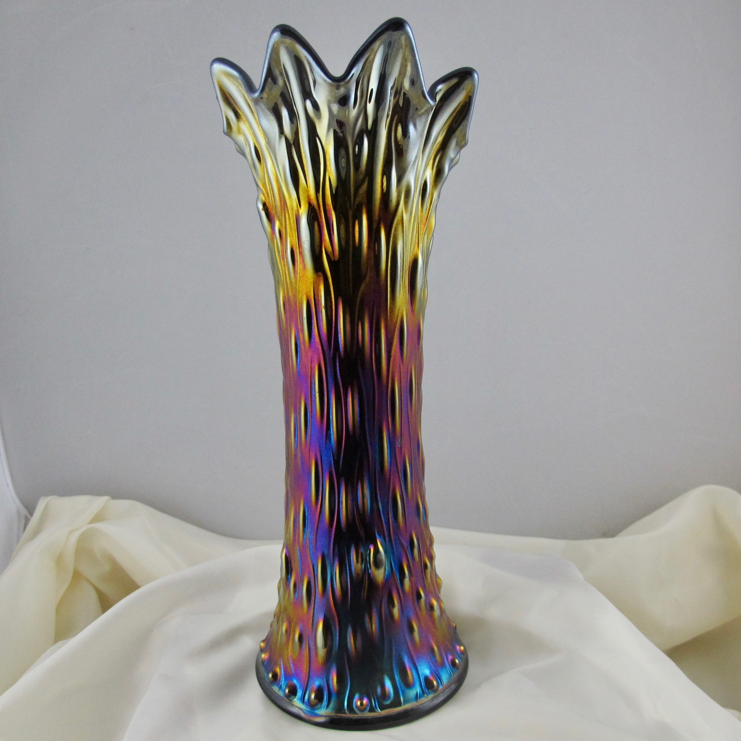 Antique Northwood Amethyst Midsize Tree Trunk Carnival Glass Vase Carnival Glass