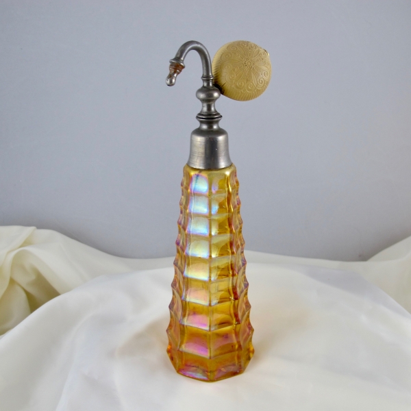 Antique Inwald Jacobean Ranger Carnival Glass Perfume Bottle w Atomizer!