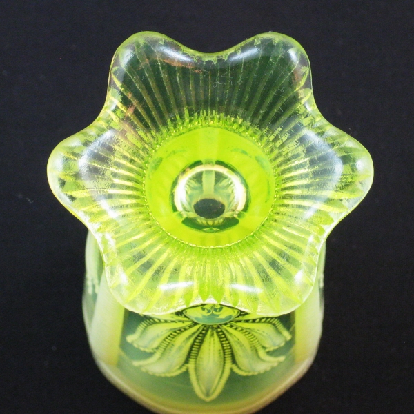 Fenton Vaseline Opal Cactus Vaseline Glass Vase