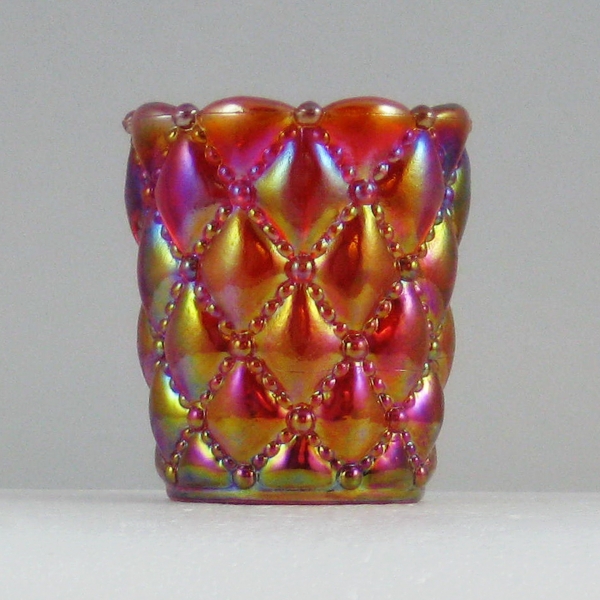 Brooke Red Diamond Quilt Carnival Glass Toothpick Holder