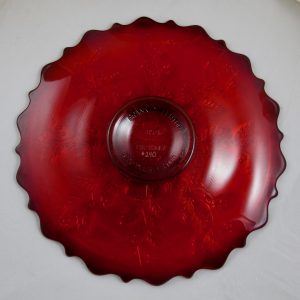 Fenton Red Holly Carnival Glass Plate Signed Don Fenton 2000