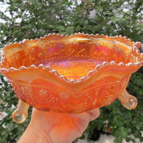 Antique Fenton Hearts & Trees Marigold Carnival Glass Bowl