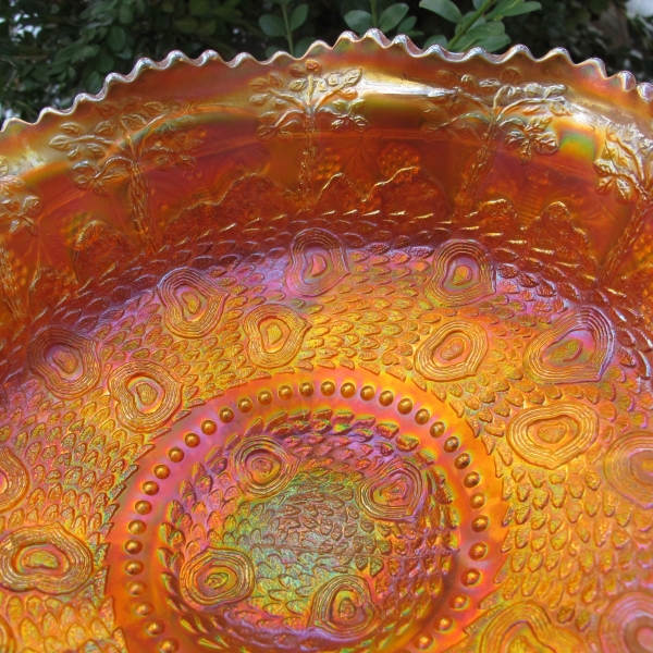 Antique Fenton Hearts & Trees Marigold Carnival Glass Bowl