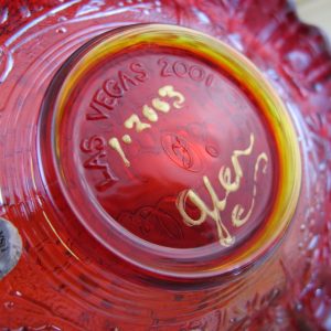 Fenton Red Pinecone Carnival Glass JIP Plate - OOAK - Glen Thistlewood Painter