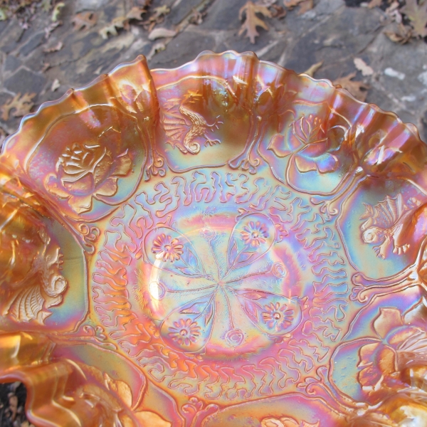Antique Fenton Marigold Dragon & Lotus Carnival Glass 3N1 Bowl