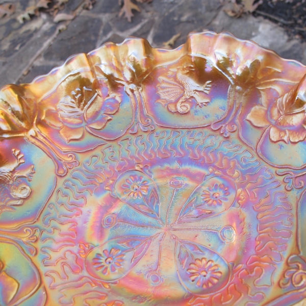 Antique Fenton Marigold Dragon & Lotus Carnival Glass 3N1 Bowl