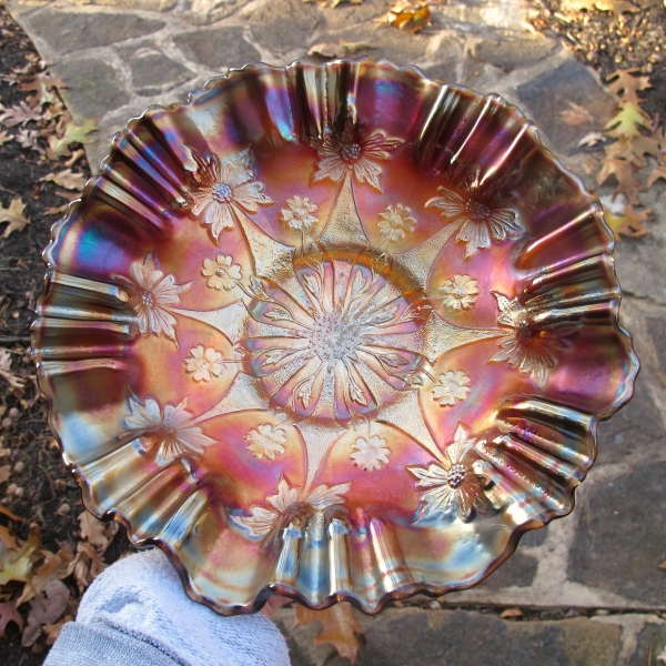 Antique Fenton Amberina Little Flowers Carnival Glass 3N1 Large Bowl