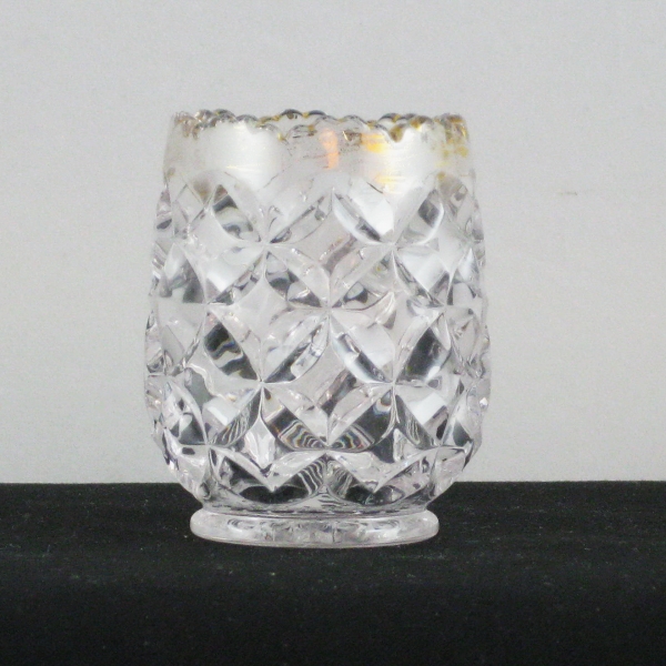 Heisey Crystal with Gold Rim Pillows EAPG Glass Toothpick Holder