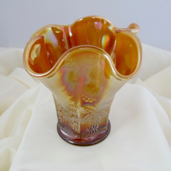Levay Fenton Aqua Opal Butterfly & Berry Carnival Glass Ruffled Hat Limited #5/42