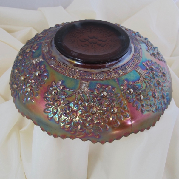 Antique Fenton Cherry Chain Amethyst Carnival Glass Large ICS Bowl - Rare Size