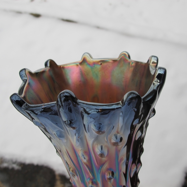 Antique Northwood Smoke Tree Trunk Carnival Glass Vase - Square Pointed Top - Rare