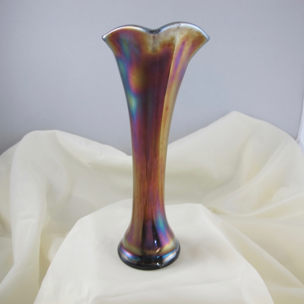 Antique Dugan Amethyst Optic Carnival Glass Vase