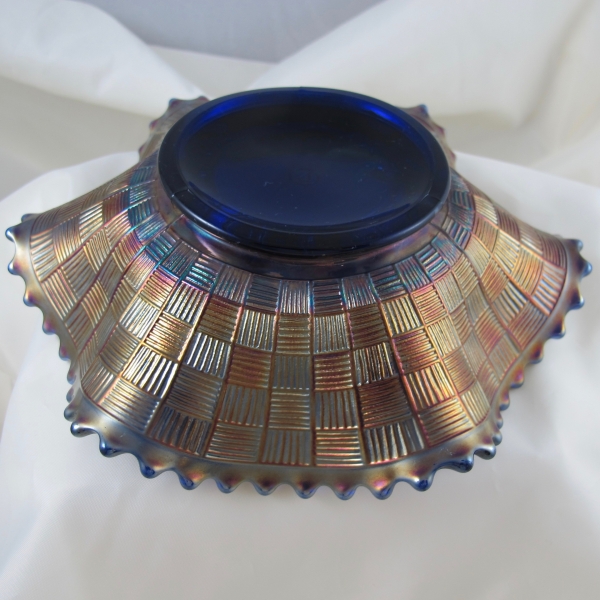 Antique Northwood Fruits & Flowers Electric Blue Carnival Glass Bowl