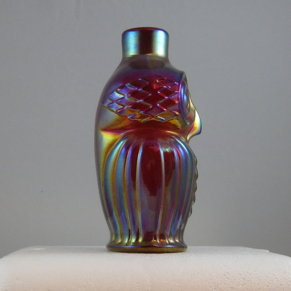 Robert Hansen Red Owl Carnival Glass Bottle
