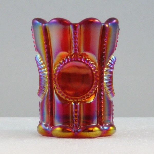 Robert Hansen Red Priscilla Carnival Glass Toothpick Holder