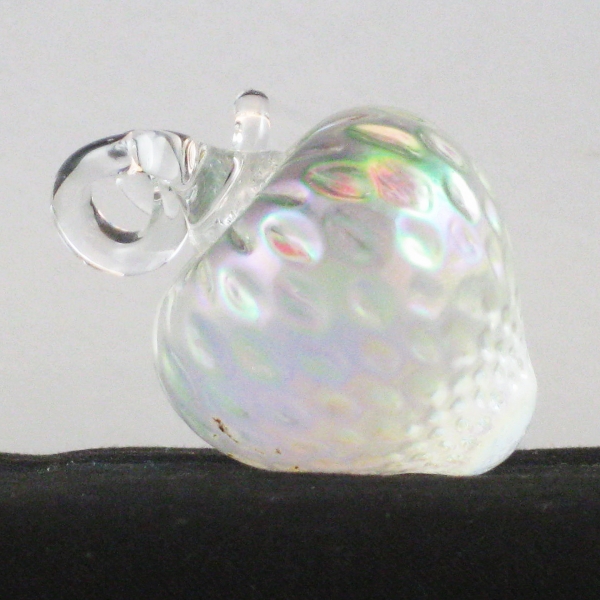 Levay White Strawberry Carnival Glass Paperweight Fruit