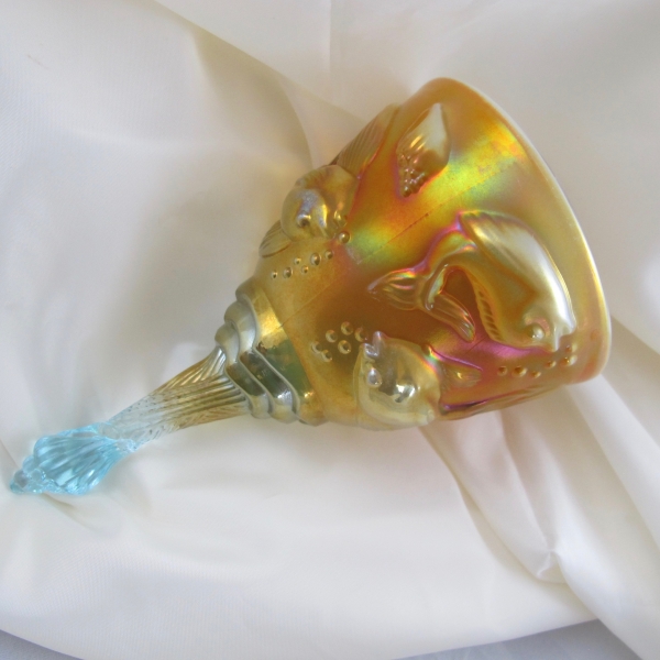 Fenton Atlantis Aqua Opal Carnival Glass Art Glass Bell