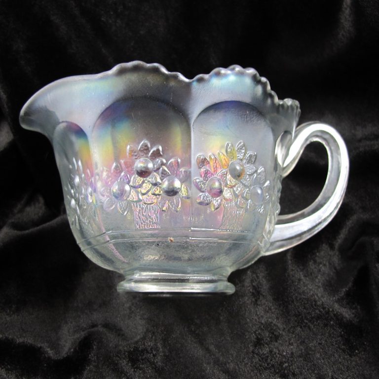 Antique Fenton White Orange Tree Carnival Glass Breakfast Creamer Cream Pitcher Carnival Glass