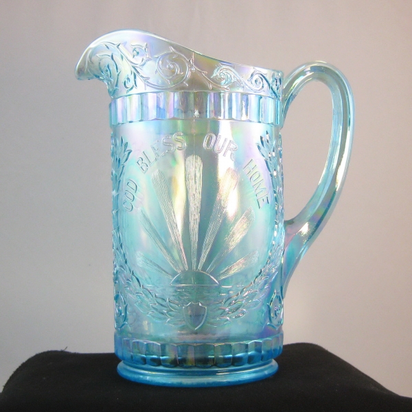 LG Wright Ice Blue God & Home Carnival Glass Water Set