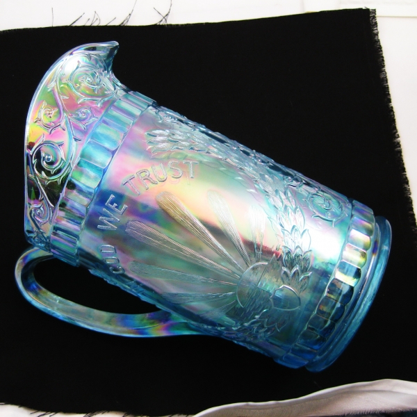 LG Wright Ice Blue God & Home Carnival Glass Water Set