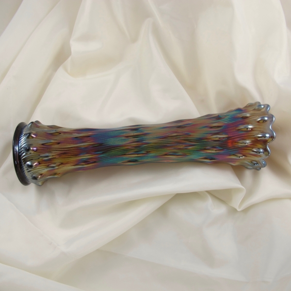 Antique Millersburg Swirled Hobnail Amethyst Carnival Glass Vase
