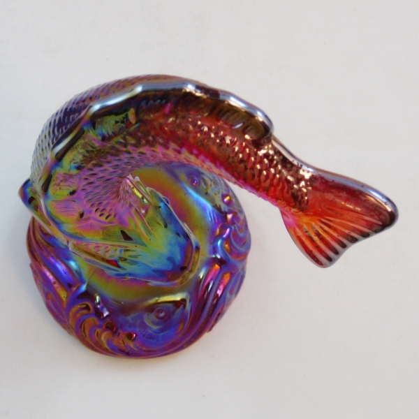 Fenton Red Fish Carnival Glass Paperweight
