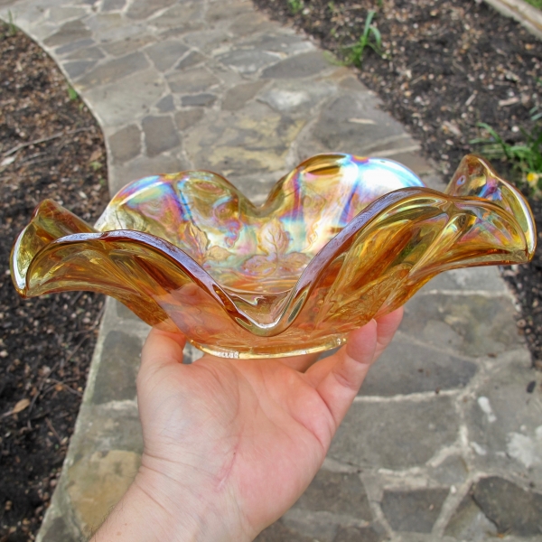 Antique Millersburg Marigold Strawberry Wreath Carnival Glass Large Bowl