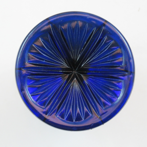 LG Wright Blue Paneled Thistle Carnival Glass Goblet