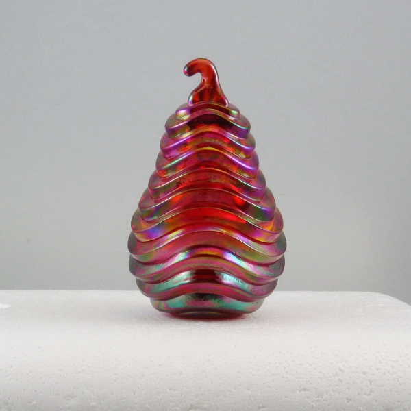 Fenton Red Pear Carnival Glass Covered Box