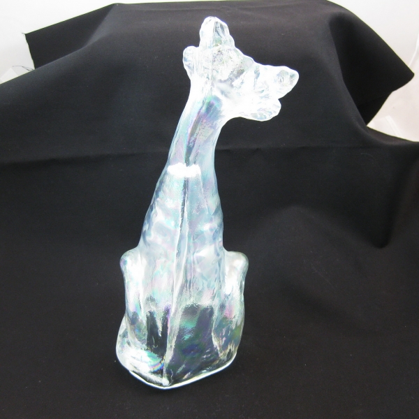 Fenton White Alley Cat Carnival Glass Figurine