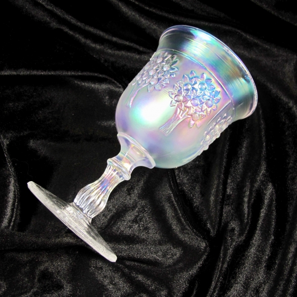 Fenton White Orange Tree Carnival Glass Flared Goblet 1998