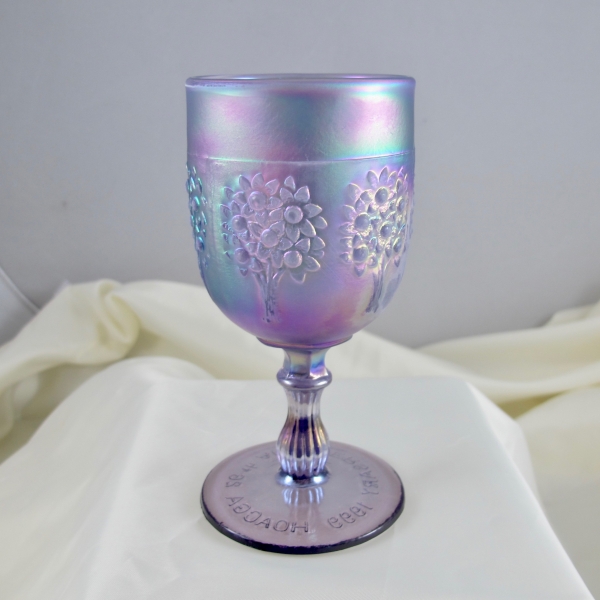 Fenton Lavender Frost Orange Tree Carnival Glass Goblet 1999