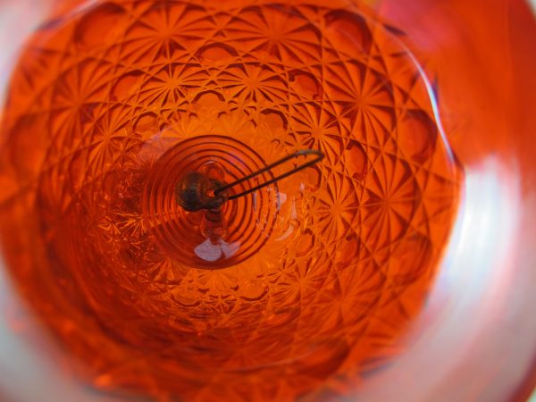 Fenton Red Daisy & Button Carnival Glass Bell