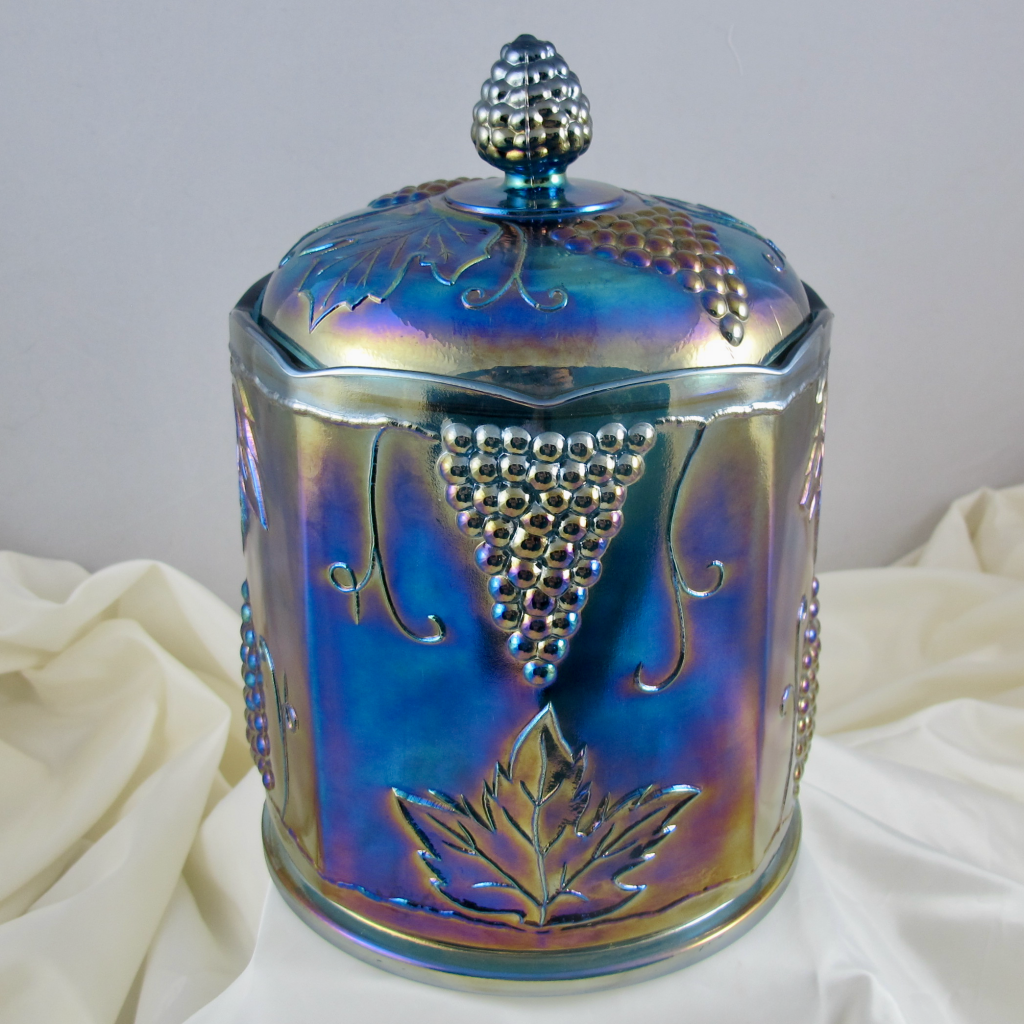 Indiana Blue Harvest Grape Carnival Glass Large Canister – Carnival Glass