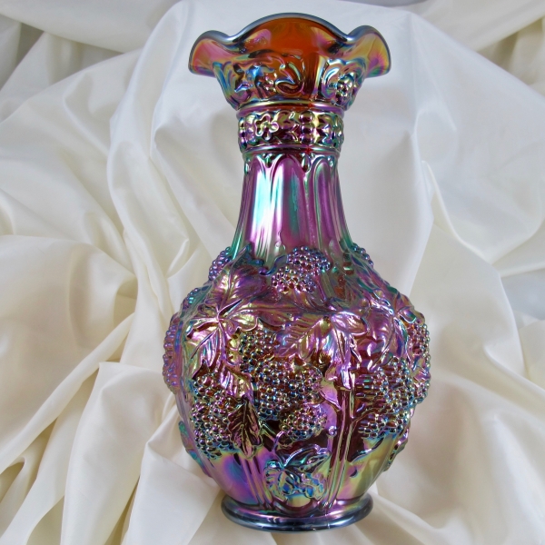 Imperial Amber Loganberry Carnival Glass Large Vase