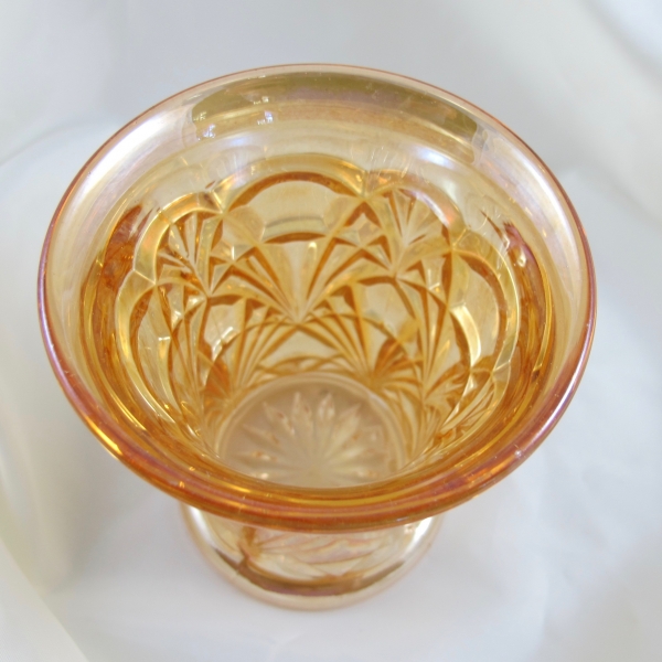 Antique Rindskopf Double Fans Marigold Carnival Glass Tumbler