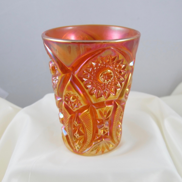 Antique Imperial Crabclaw Pumpkin Marigold Carnival Glass Tumbler