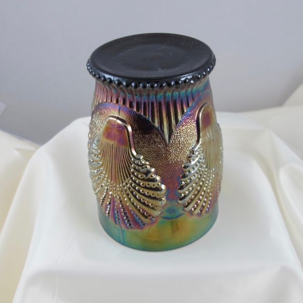 Antique Dugan Beaded Shell Amethyst Carnival Glass Tumbler