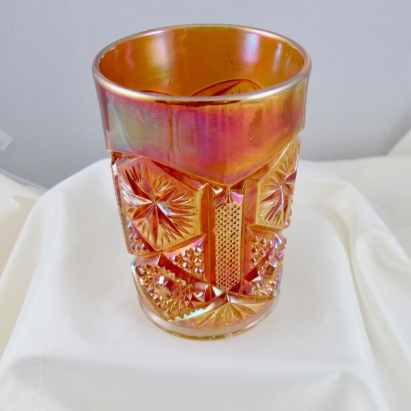 Antique Imperial Star & File Marigold Carnival Glass Tumbler
