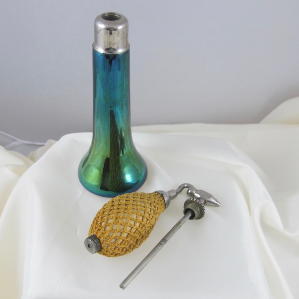 Antique DeVilbiss Imperial Art Deco Carnival Glass Perfume Bottle w Atomizer